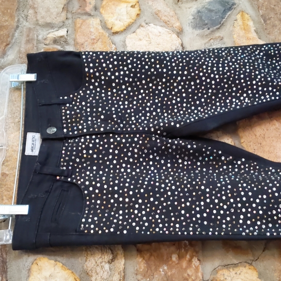American retro black rhinestone embellished jeans - Picture 1 of 16